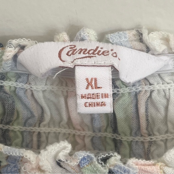 Women’s Candies Striped Smocked Long Sleeve Boho Peasant Top Size XL - Picture 2 of 8